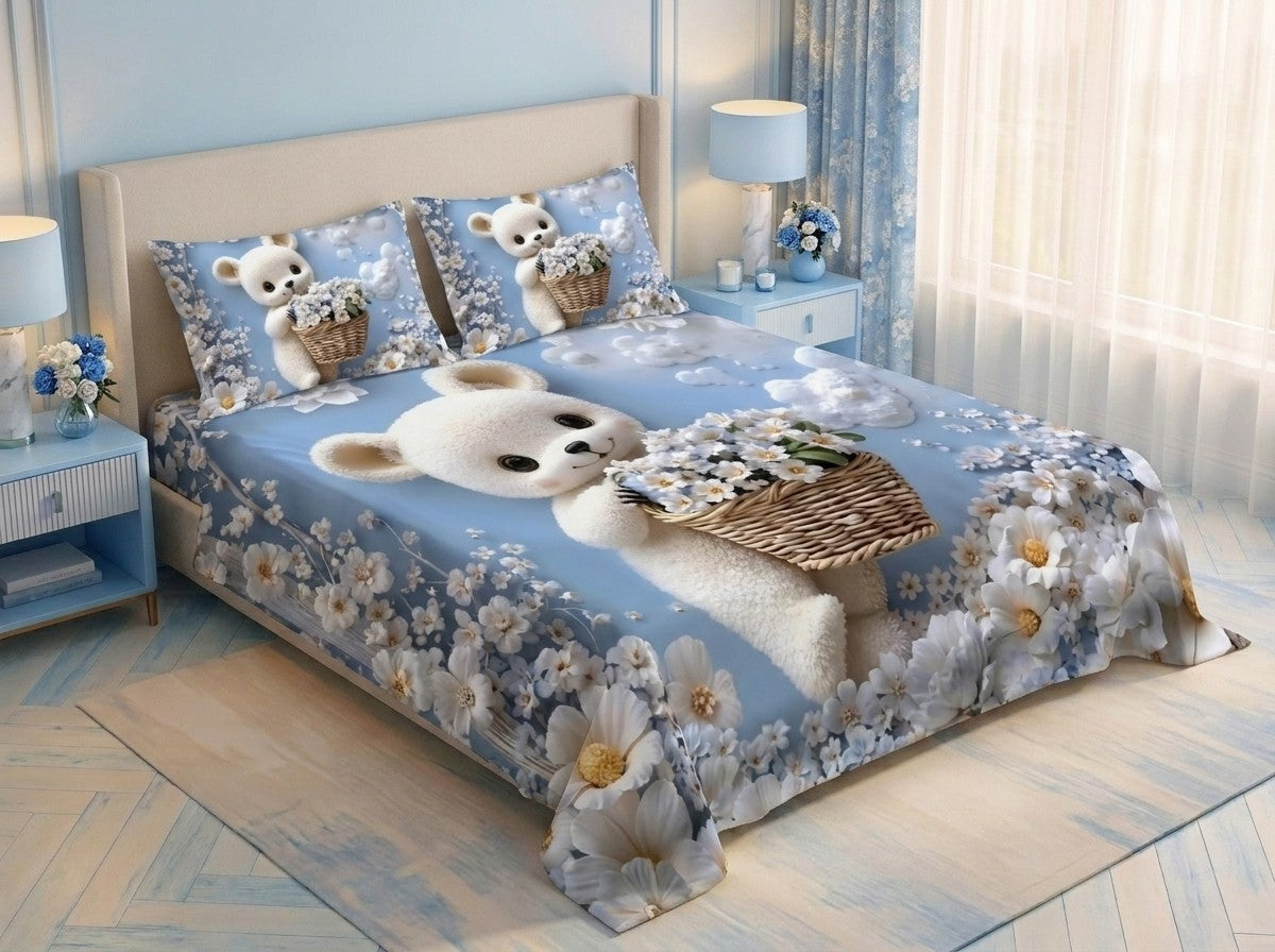 Magic Nights TeddyBloom 7D Bedsheet - (sky)