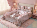 Magic Nights Rosy Teddy 7D Bedsheet - (Pink)