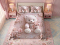 Magic Nights Rosy Teddy 7D Bedsheet - (Pink)