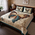 Royal Monarch Printed Faux Quilt Bedsheet Set (Cream)