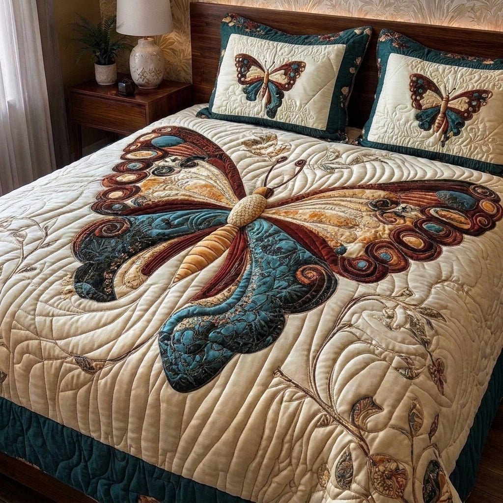 Royal Monarch Printed Faux Quilt Bedsheet Set (Cream)