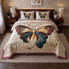 Royal Monarch Printed Faux Quilt Bedsheet Set (Cream)
