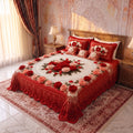Ivory Rose Crochet Print Bedsheet Set (Ruby Red)
