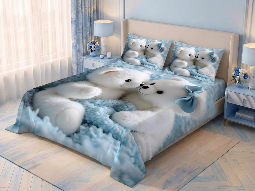 Magic Nights Polar Hug 7D Bedsheet - (Blue)
