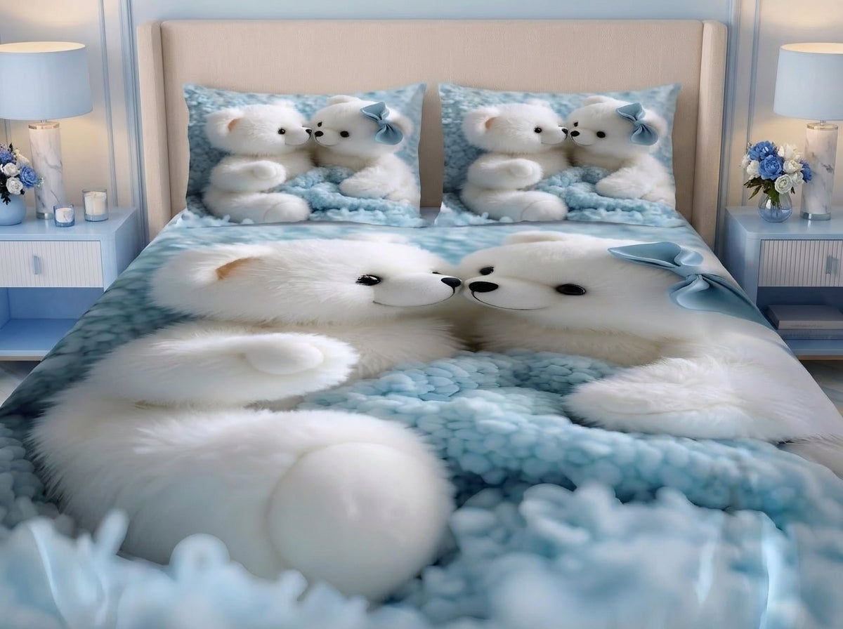 Magic Nights Polar Hug 7D Bedsheet - (Blue)