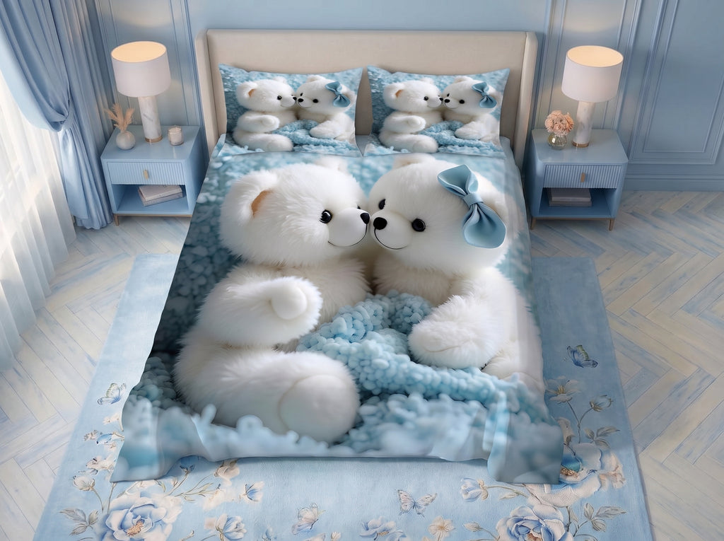 Magic Nights Polar Hug 7D Bedsheet - (Blue)