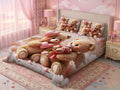 Magic Nights bear cross 7D Bedsheet - (Pink)