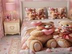 Magic Nights bear cross 7D Bedsheet - (Pink)