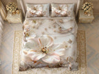 Magic Nights Petal Grace 7D Bedsheet - (Cream)