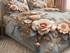 Magic Nights Bloom Pearl 7D Bedsheet - (Grey)