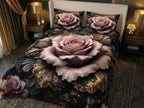 Magic Nights Velvet Rose 7D Bedsheet - (Black)