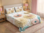 Magic Nights Pastel Petals 7D Bedsheet - (White)