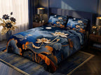Magic Nights Moonlit Lotus 7D Bedsheet - (Midnight Blue)