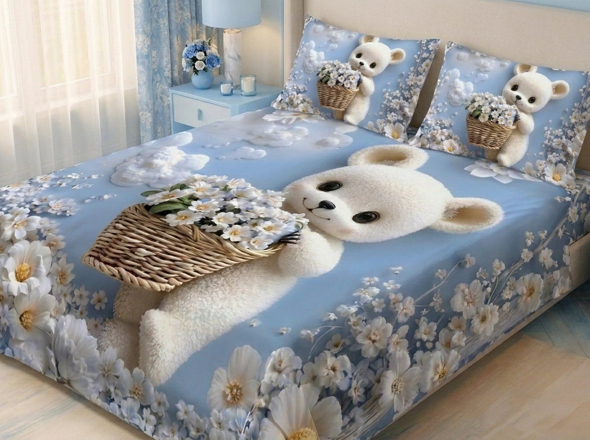 Magic Nights TeddyBloom 7D Bedsheet - (sky)
