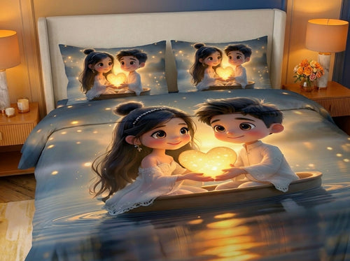 Magic Nights HeartGlow 7D Bedsheet - (Golden)