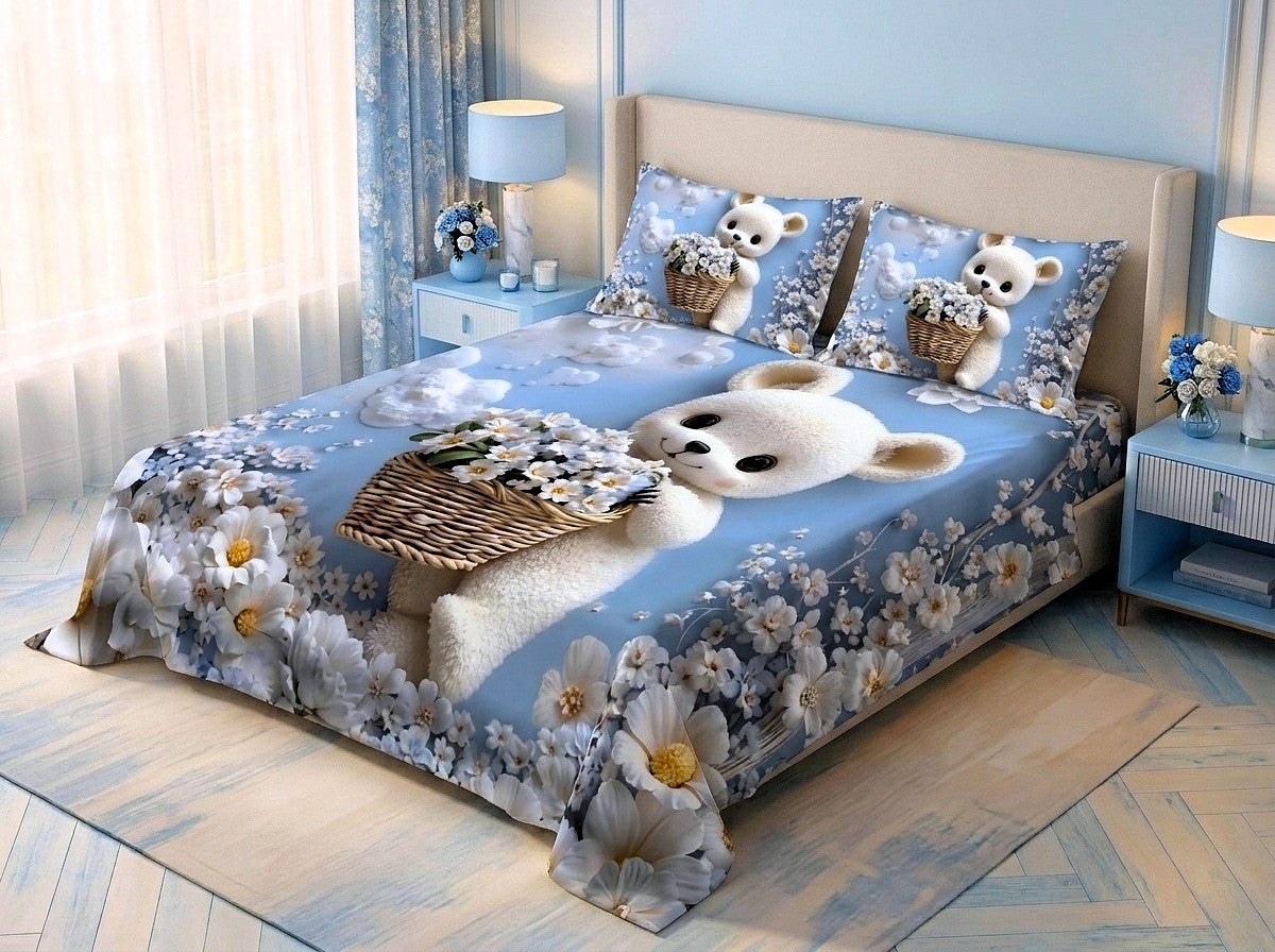 Magic Nights TeddyBloom 7D Bedsheet - (sky)