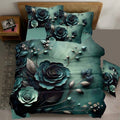 Magic Nights Emerald Noir 7D Bedsheet - (Teal)