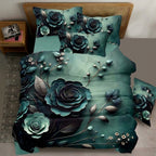 Magic Nights Emerald Noir 7D Bedsheet - (Teal)