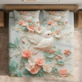 Magic Nights Blossom Bird 7D Bedsheet - (Cream)