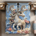 Magic Nights Dream Unicorn 7D Bedsheet - (Blue)