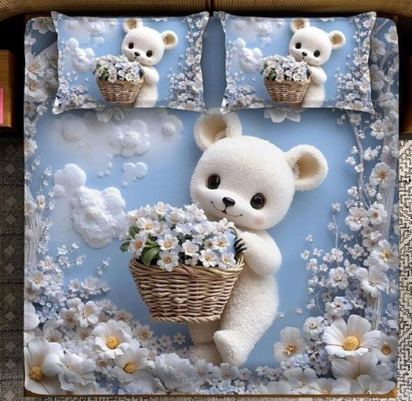 Magic Nights TeddyBloom 7D Bedsheet - (sky)